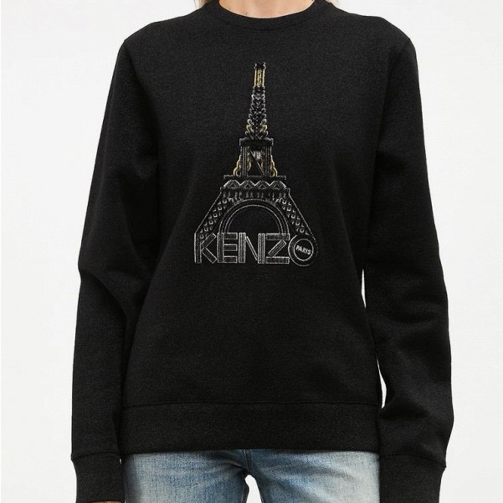 Kenzo Black Sweatshirt with Eiffel Tower Design